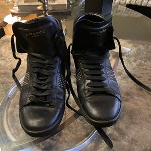 Saint Laurent black lace up sneakers worn condition